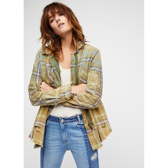 Free People Jackets & Blazers - Free People Deconstructed Plaid Shirt Jacket - New